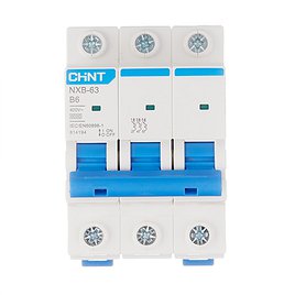 Автоматический выключатель Chint NXB-63 (814194) 3P 6А тип В 6 кА 400 В на DIN-рейку