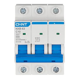 Автоматический выключатель Chint NXB-63 (814169) 3P 10А тип С 6 кА 400 В на DIN-рейку