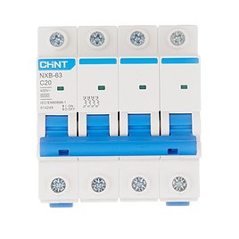 Автоматический выключатель Chint NXB-63 (814249) 4P 20А тип С 6 кА 400 В на DIN-рейку