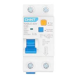 Автомат дифференциальный Chint NXBLE-63Y (105543) 20А 30 мА 1P+N тип АС 4 кА компактный