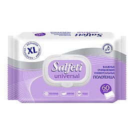Полотенца влажные Универсальные Salfeti размер XL (60 шт.) белые