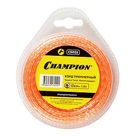 Леска для триммера Champion Square Twist DUO (C5055) витой квадрат 2,0 мм х 15 м красная