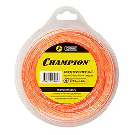 Леска для триммера Champion Square Twist DUO (C5060) витой квадрат 3,0 мм х 28 м красная