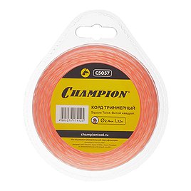 Леска для триммера Champion Square Twist DUO (C5057) витой квадрат 2,4 мм x 12 м красная