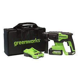Перфоратор аккумуляторный Greenworks GD24SDS2K4 (3803007UB) 2 Дж 24В 1х4Ач Li-Ion SDS-plus с АКБ и ЗУ