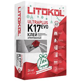 Клей для плитки/ керамогранита/ мозаики/ камня Litokol K17 серый (класс C1) 25 кг