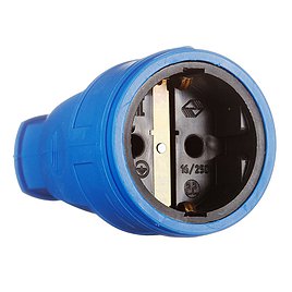 Розетка штепсельная каучуковая Svet (SV0303-0027) одиночная прямая открытая установка с заземлением 1 фаза переносная 16 А 230 В IP20 синяя