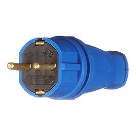 Вилка штепсельная каучуковая Svet (SV 0303-0031) прямая открытая установка с заземлением 1 фаза переносная 16 А 230 В IP44 синяя