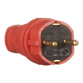 Вилка штепсельная каучуковая Svet (SV0303-0025) прямая открытая установка с заземлением 1 фаза переносная 16 А 230 В IP44 красная