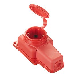 Розетка штепсельная каучуковая Svet (EV0303-5120) одиночная прямая открытая установка с заземлением 1 фаза переносная 16 А 230 В IP44 с крышкой красная