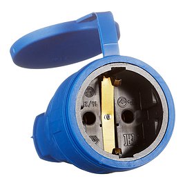 Розетка штепсельная каучуковая Svet (SV0303-0030) одиночная прямая открытая установка с заземлением 1 фаза переносная 16 А 230 В IP44 с крышкой синяя