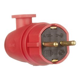 Вилка штепсельная каучуковая Svet (SV0303-0023) угловая открытая установка с заземлением 1 фаза переносная 16 А 230 В IP44 красная