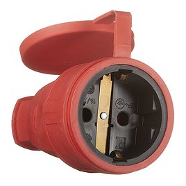 Розетка штепсельная каучуковая Svet (SV0303-0028) одиночная прямая открытая установка с заземлением 1 фаза переносная 16 А 230 В IP44 с крышкой красная