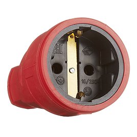 Розетка штепсельная каучуковая Svet (SV0303-0027) одиночная прямая открытая установка с заземлением 1 фаза переносная 16 А 230 В IP20 красная