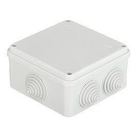 Коробка распределительная Greenel (GE41234) для открытой установки 100х100х50 мм 6 вводов серая IP55 с крышкой с саморезами атмосферостойкая