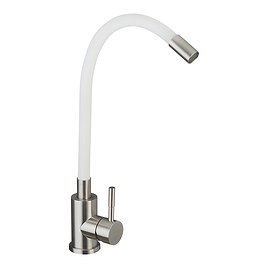 Смеситель для кухни Esko Kitchen белый/никель с гибким изливом однорычажный (K44 W)