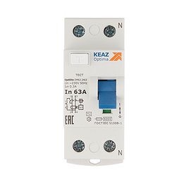 УЗО КЭАЗ OptiDin DM63 63А 300 мА 1P+N тип АС 6 кА (254188)