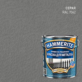 Краска по ржавчине 3в1 Hammerite серая RAL 7042 молотковая матовая 5 л
