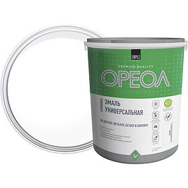 Эмаль универсальная акриловая Ореол белая глянцевая 2,5 кг