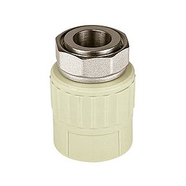 Муфта полипропиленовая Valfex с накидной гайкой 20 мм х 3/4 ВР(г) серая (10139120Г)