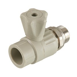 Кран шаровой полипропиленовый Valfex 25 мм х 3/4 НР(ш) с американкой прямой серый (10149025Г)