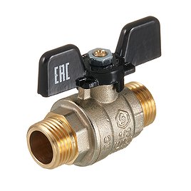 Кран шаровой латунный Stout SVB 1/2 НР(ш) х 1/2 НР(ш) полнопроходной бабочка прямой (SVB-0006-200015)