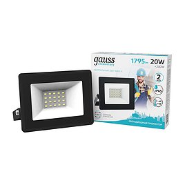 Прожектор cветодиодный Gauss Elementary G2 4000K 20 Вт IP65 черный