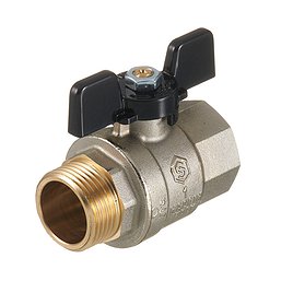Кран шаровой латунный Stout SVB 1 ВР(г)х 1 НР(ш) полнопроходной бабочка прямой (SVB-0004-200025)